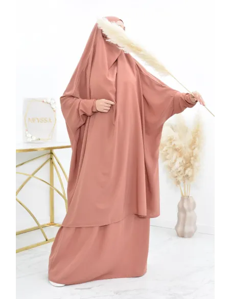 jilbab 2 pieces en wool peach haut de gamme et pas cher