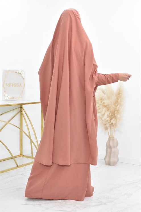 jilbab 2 pieces en wool peach haut de gamme et pas cher