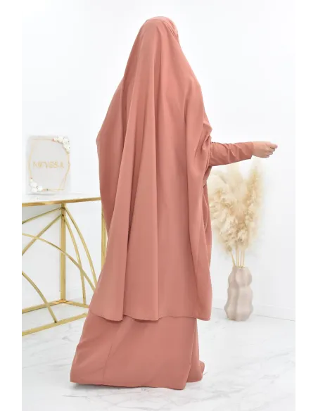 jilbab 2 pieces en wool peach haut de gamme et pas cher