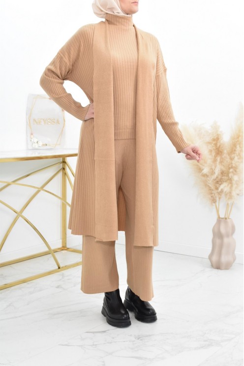 Camel Mesh palazzo set high neck for veiled woman best price