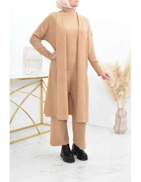 Camel Mesh palazzo set high neck for veiled woman best price