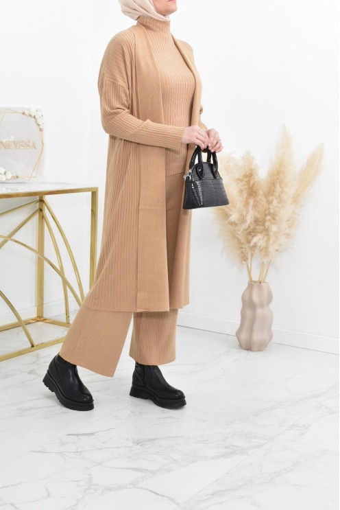 Camel Mesh palazzo set high neck for veiled woman best price