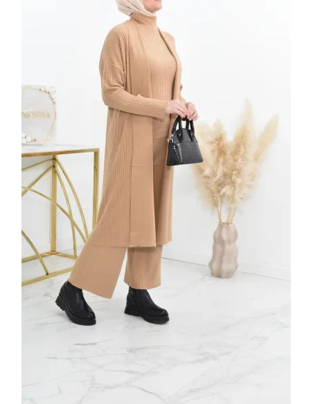 Camel Mesh palazzo set high neck for veiled woman best price