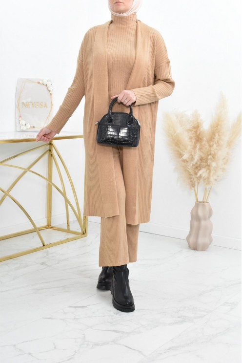 Camel Mesh palazzo set high neck for veiled woman best price