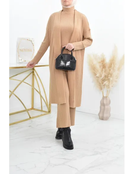 Camel Mesh palazzo set high neck for veiled woman best price