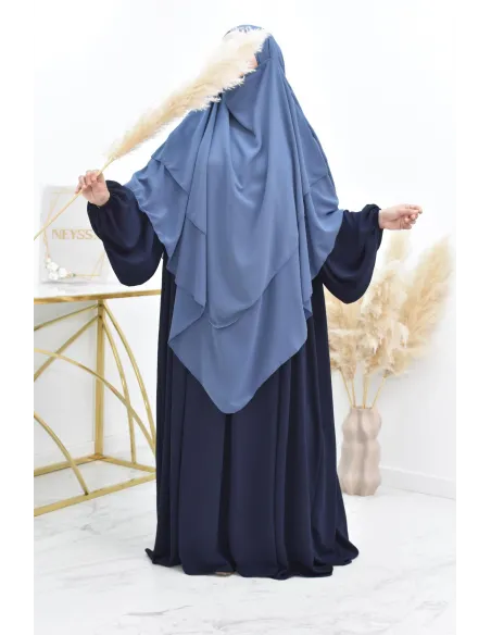 Long khimar 3 voiles en mousseline pour femme musulmane voilée