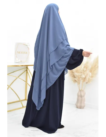 Long khimar 3 voiles en mousseline pour femme musulmane voilée