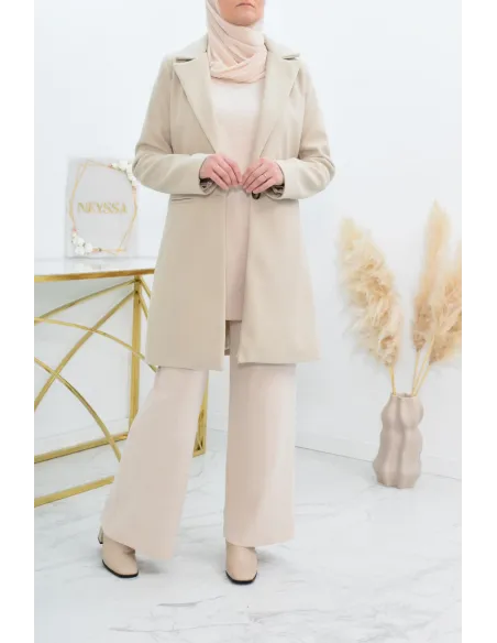 Superbe Manteau femme beige pour automne hiver