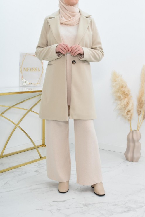 Superbe Manteau femme beige pour automne hiver