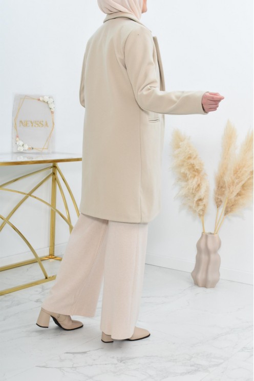 Superbe Manteau femme beige pour automne hiver