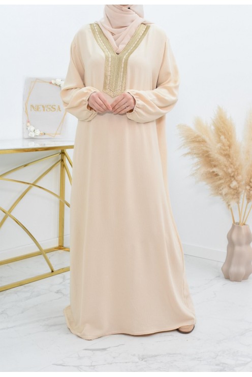 Robe abaya style oriental avec sfifa au quotdien et fête de l'Aïd