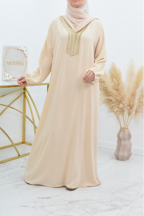 Robe abaya style oriental avec sfifa au quotdien et fête de l'Aïd