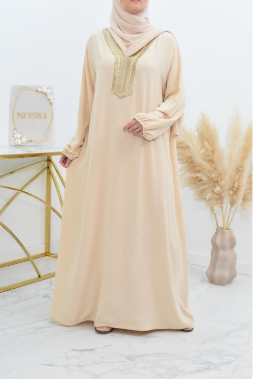 Robe abaya style oriental avec sfifa au quotdien et fête de l'Aïd