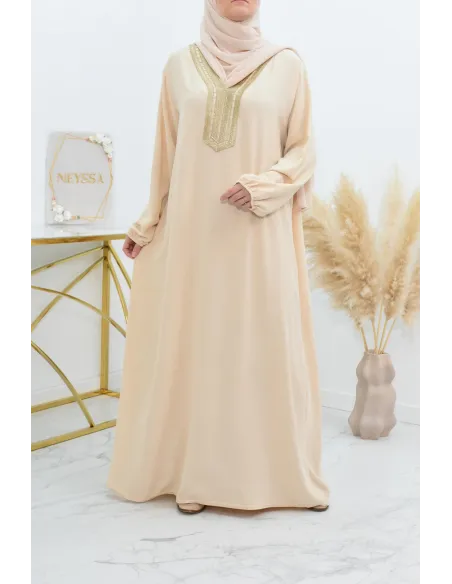 Robe abaya style oriental avec sfifa au quotdien et fête de l'Aïd