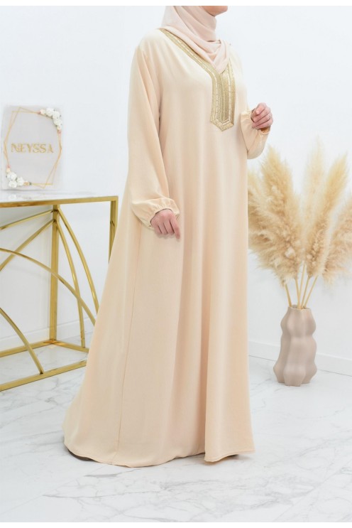 Robe abaya style oriental avec sfifa au quotdien et fête de l'Aïd