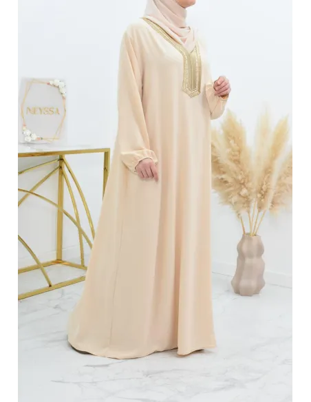 Robe abaya style oriental avec sfifa au quotdien et fête de l'Aïd