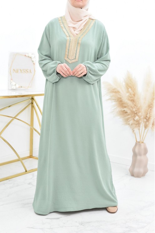 Robe abaya style oriental avec sfifa au quotdien et fête de l'Aïd