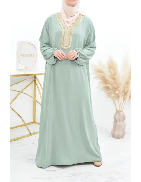 Robe abaya style oriental avec sfifa au quotdien et fête de l'Aïd