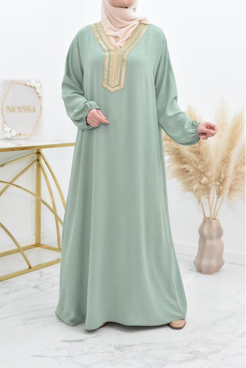 Robe abaya style oriental avec sfifa au quotdien et fête de l'Aïd