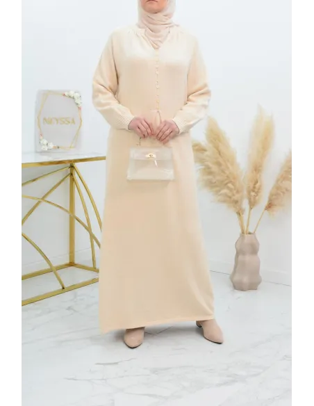 Langes Pulloverkleid aus modernem, dickem Strick für Winter und Herbst