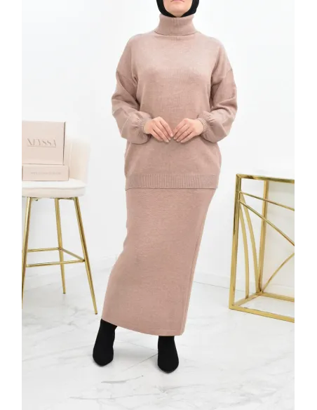 Modest fashion winter knitwear set for Muslim women