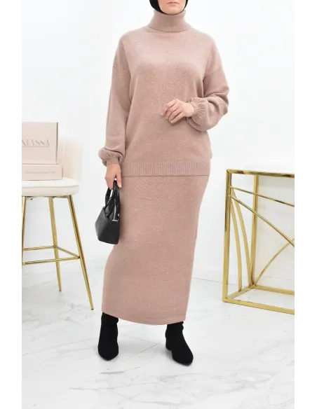 Modest fashion winter knitwear set for Muslim women