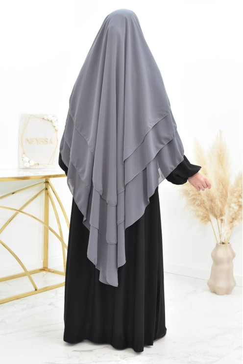 Khimar 3 voiles yemenite en mousseline pour femme musulmane voilée