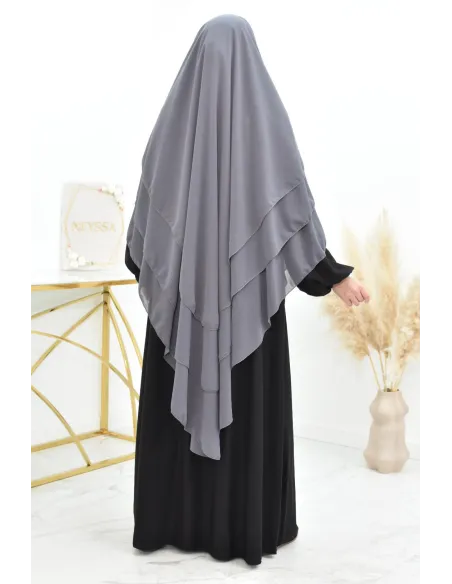 Khimar 3 voiles yemenite en mousseline pour femme musulmane voilée