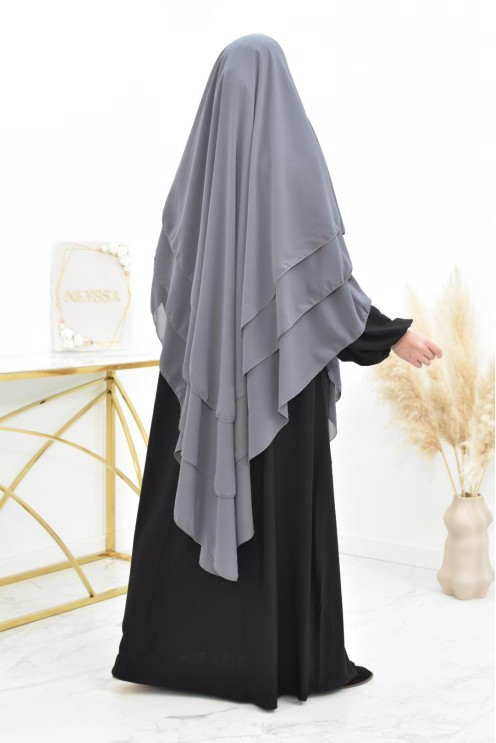 Khimar 3 voiles yemenite en mousseline pour femme musulmane voilée