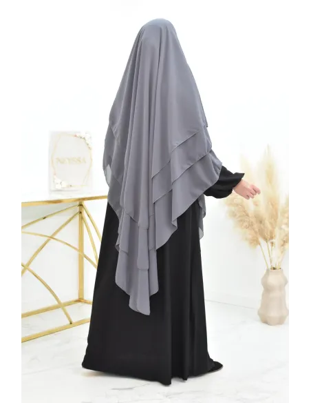 Khimar 3 voiles yemenite en mousseline pour femme musulmane voilée