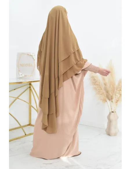Khimar 3 voiles yemenite en mousseline pour femme musulmane voilée