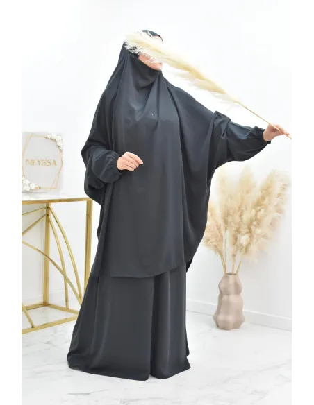 Ensemble jilbab 2 pièces tissu haut de gamme couleurs tendances
