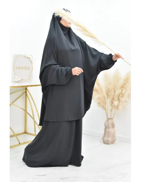 Ensemble jilbab 2 pièces tissu haut de gamme couleurs tendances