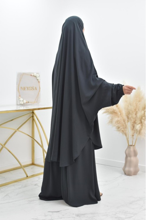 Ensemble jilbab 2 pièces tissu haut de gamme couleurs tendances