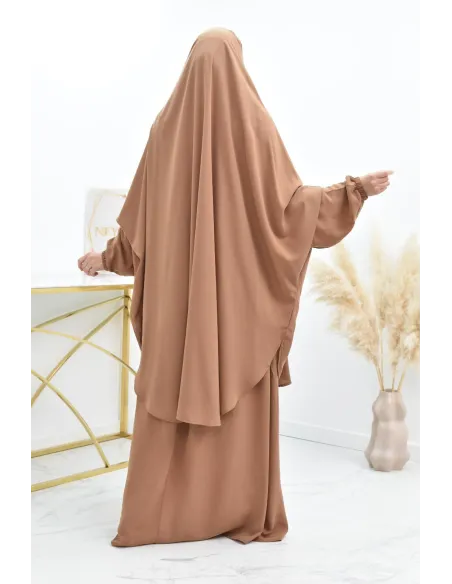 Ensemble jilbab 2 pièces tissu haut de gamme couleurs tendances