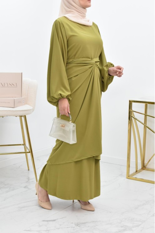 Abaya set with mastour apron for Muslim women