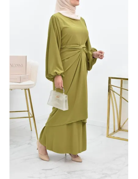 Abaya set with mastour apron for Muslim women