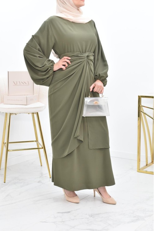 Abaya set with mastour apron for Muslim women