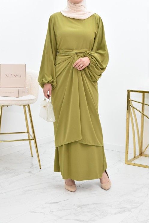 Abaya set with mastour apron for Muslim women