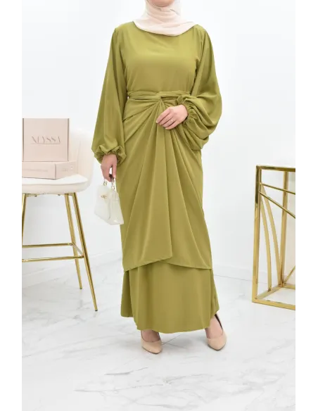 Abaya set with mastour apron for Muslim women