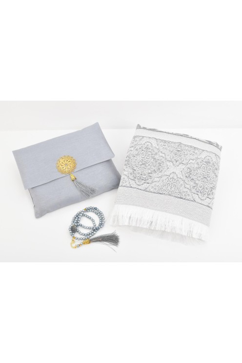 Tapis de prière avec pochette de rangement et tasbih