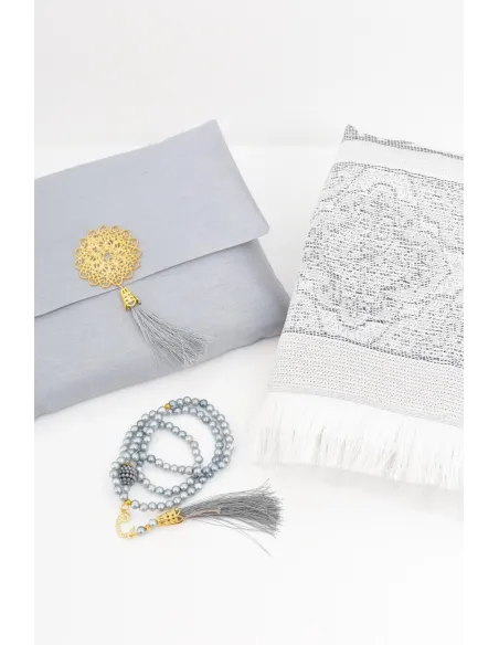 Tapis de prière avec pochette de rangement et tasbih