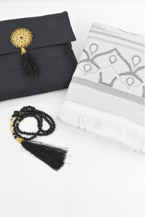 Tapis de prière avec pochette de rangement et tasbih