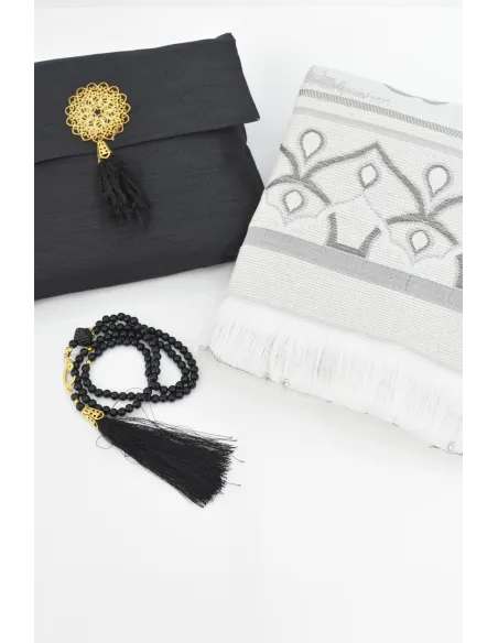Tapis de prière avec pochette de rangement et tasbih