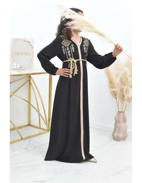 Abaya traditionnelle duo mère ou fille style caftan avec broderies