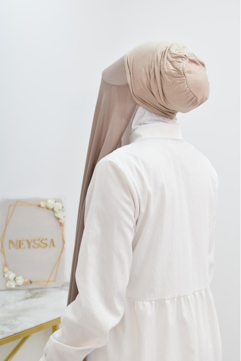 Hijab casquette mousseline et bonnet intégré