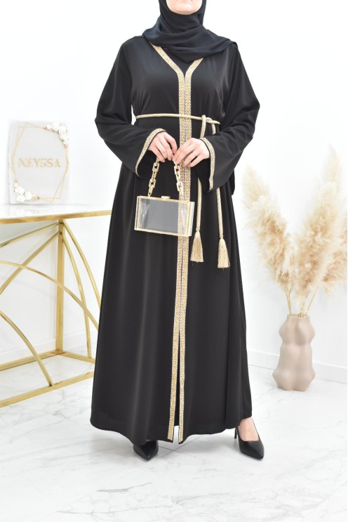 Longue Abaya fluide à strass parfaite pour vos événements