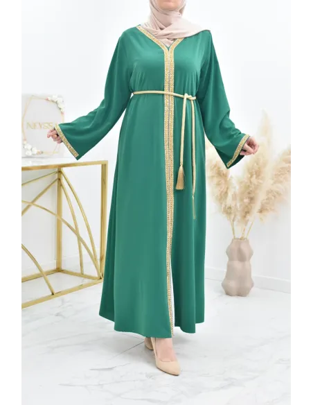 Longue Abaya et fluide à strass idéale pour les fêtes et le quotidien