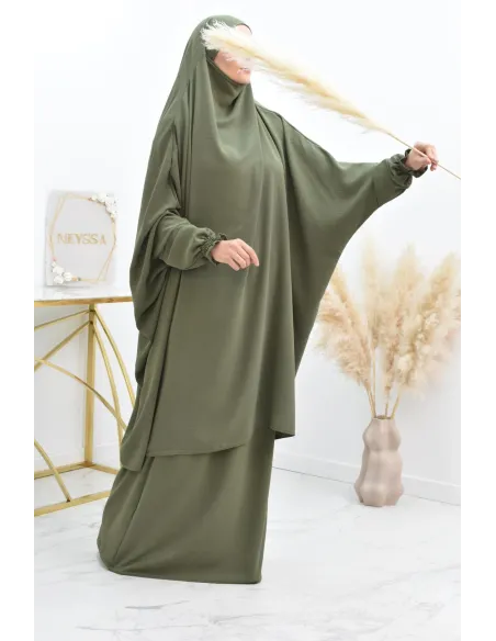 jilbab 2 pieces fluide manche froufrou haut de gamme et pas cher