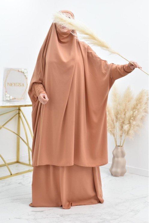 jilbab 2 pieces en wool peach haut de gamme et pas cher